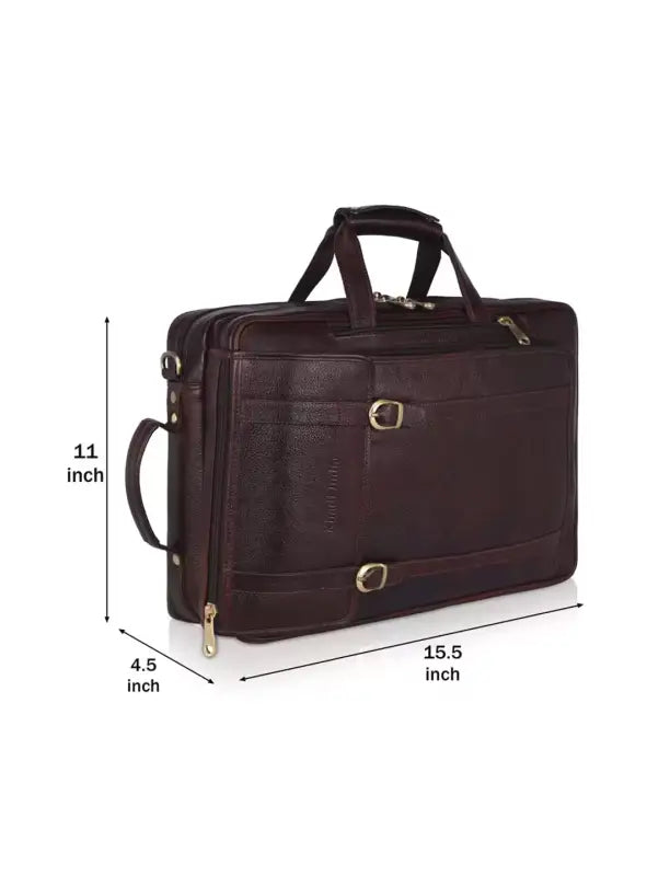 5 style carry leather bag brown - leather / laptop bag / brown - men