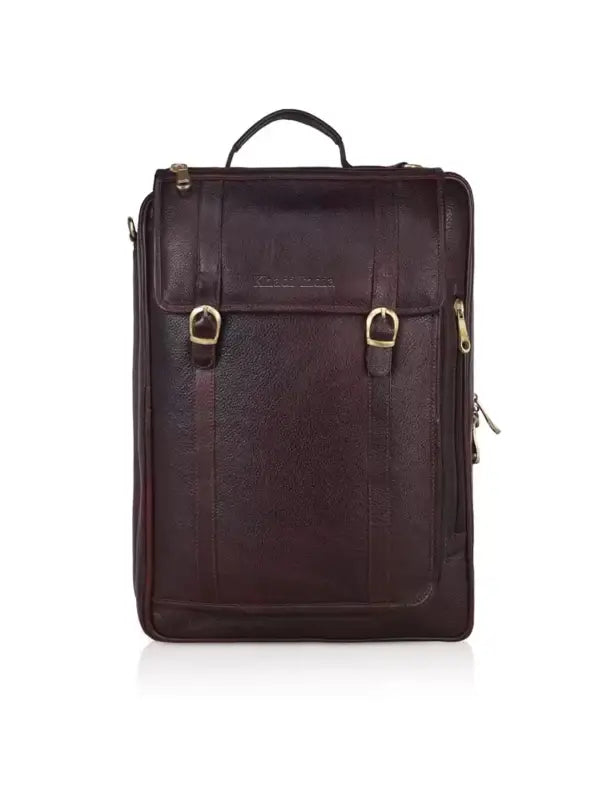 5 style carry leather bag brown - leather / laptop bag / brown - men