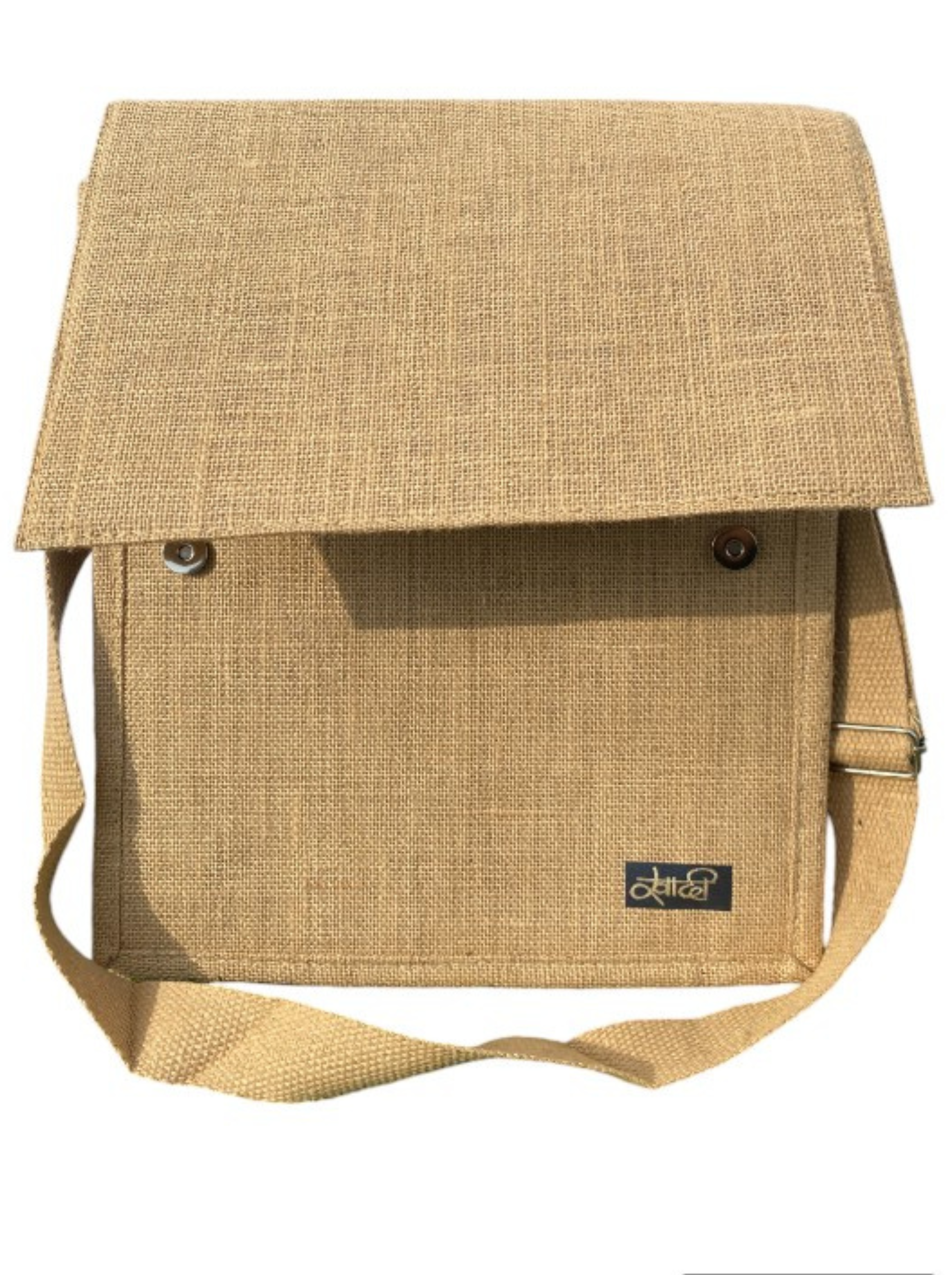 Handwoven Beige Jute Messenger Bag