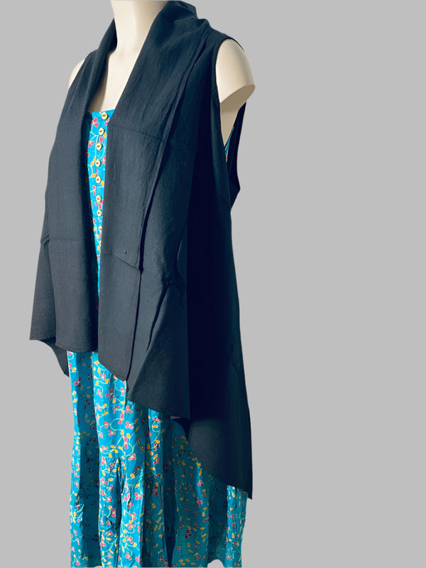 Handwoven Khadi Cotton Women Long Black Shrugs