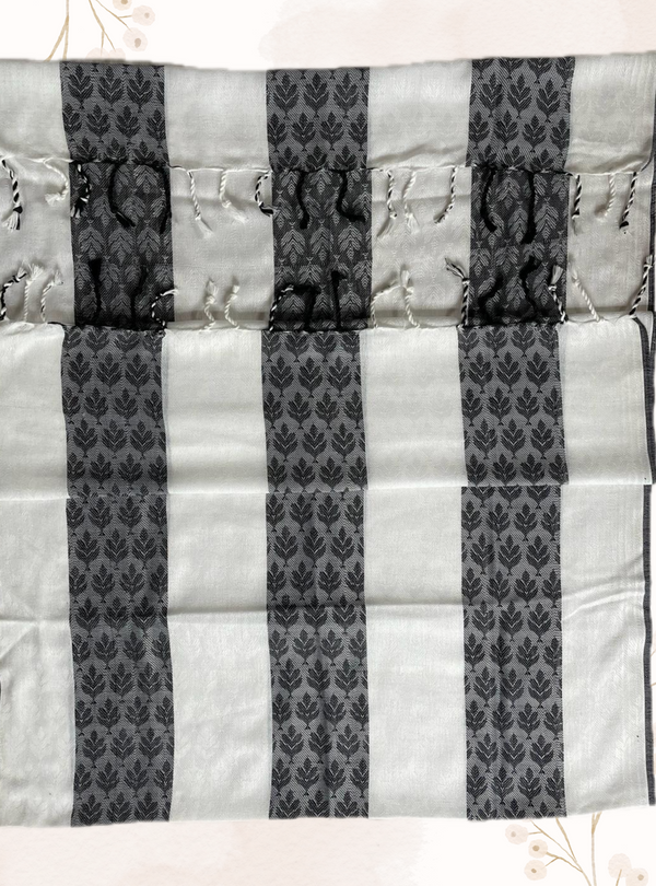 Black & white semi pashmina wool stole