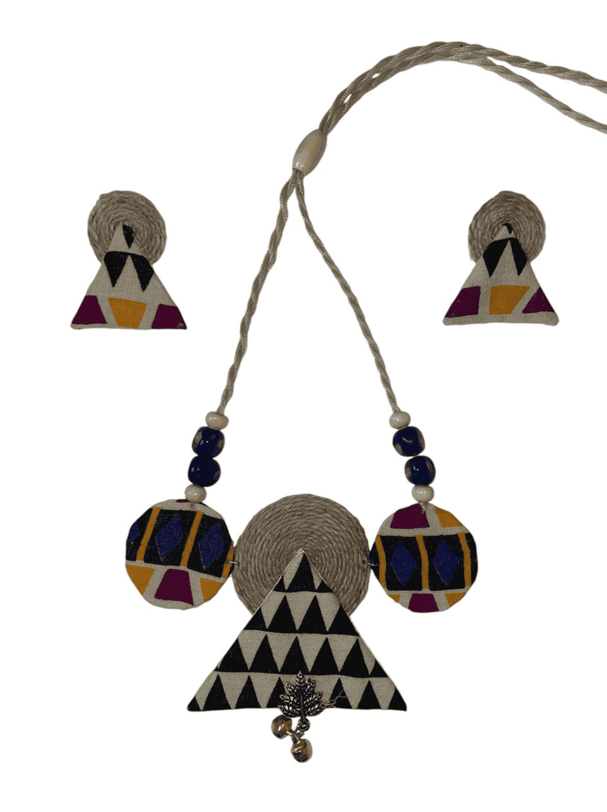 Block print triangle circle necklace set