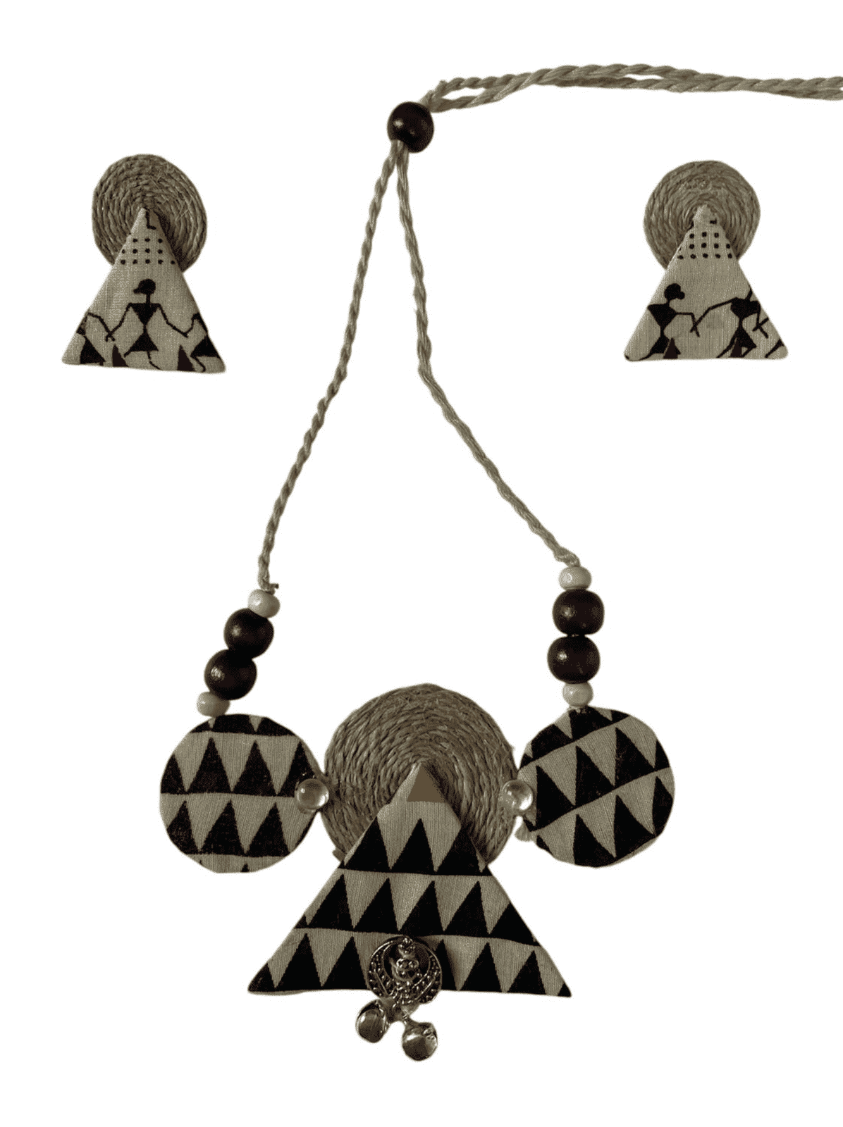 Block print triangular circle necklace set