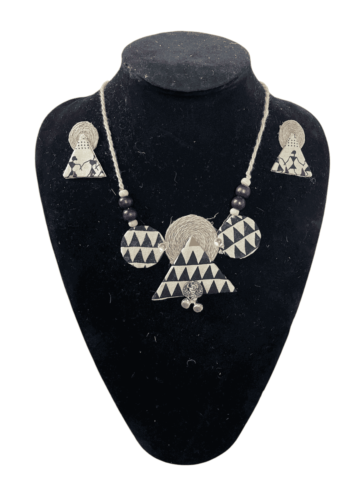 Block print triangular circle necklace set
