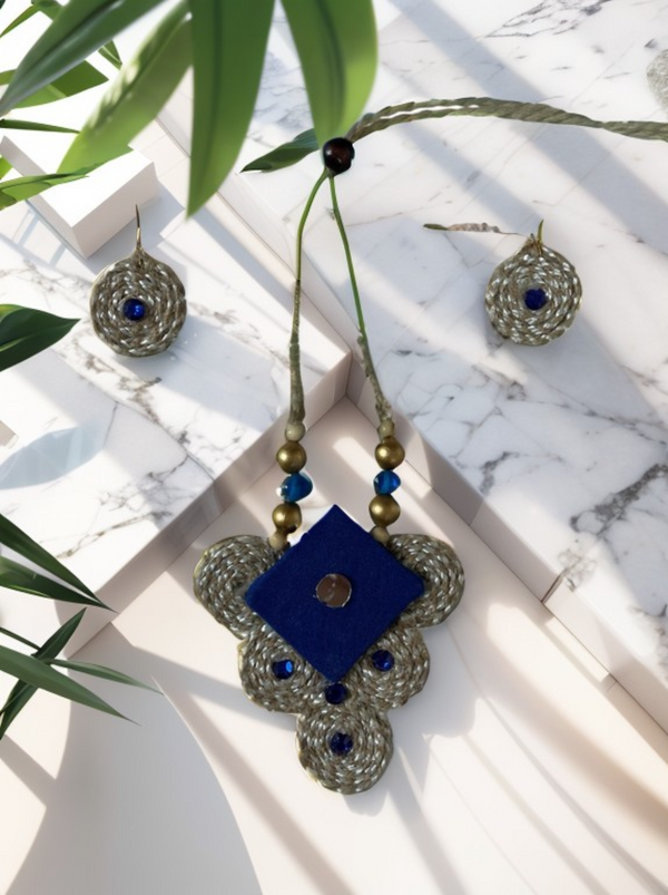 Blue Diamond shape Necklace set