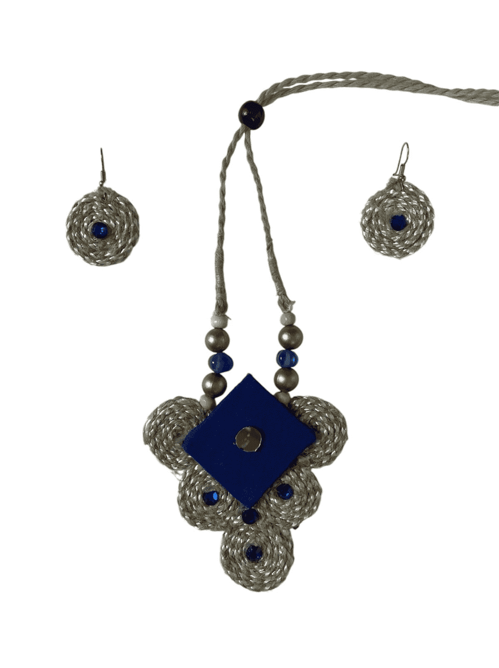 Blue Diamond shape Necklace set