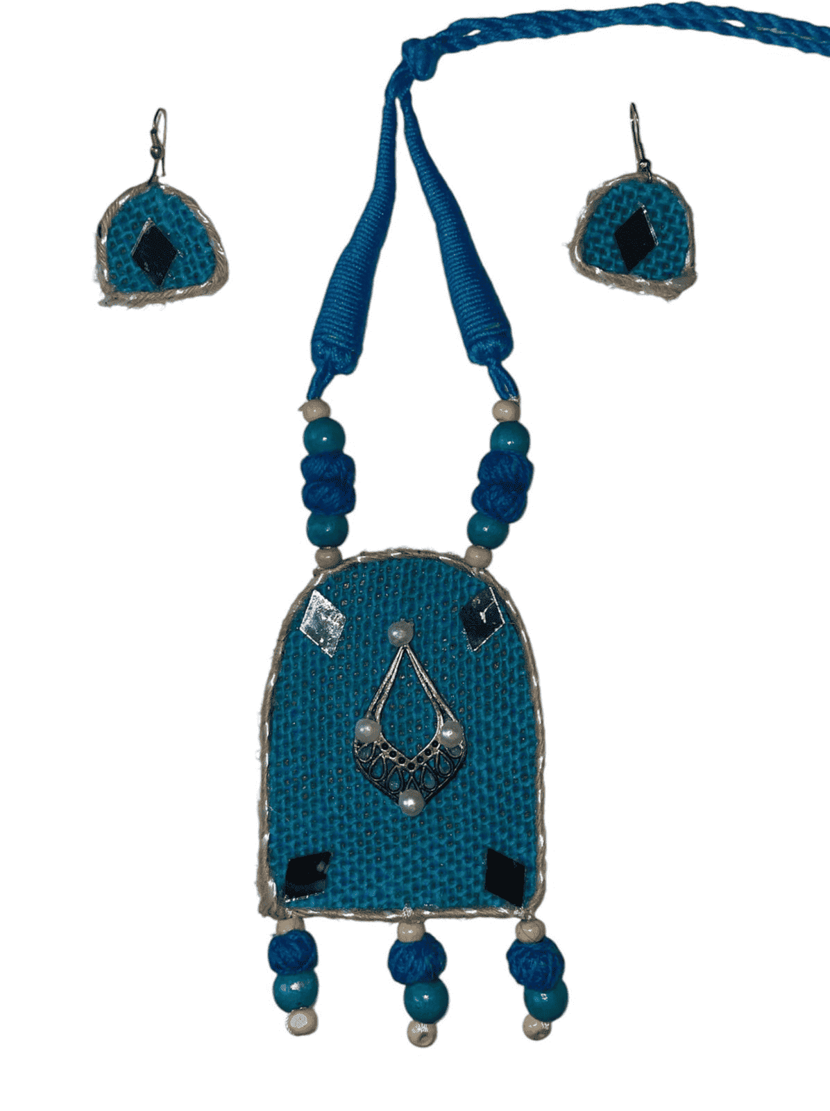 Blue Robot shaped necklace set