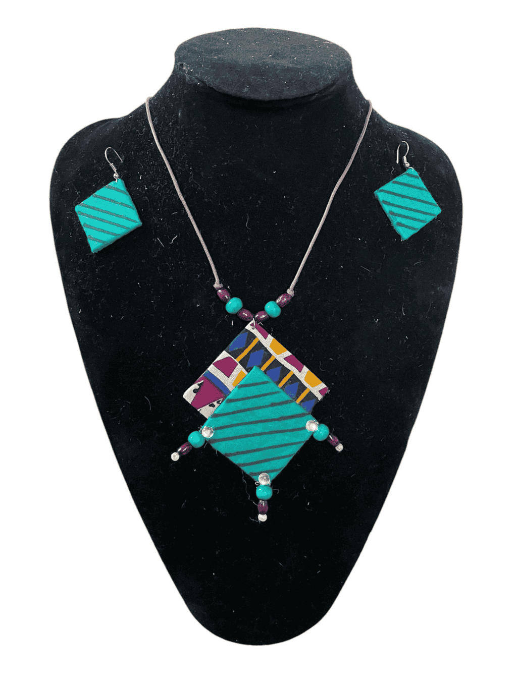 Diamond shape cloth necklace set - Women | E-Khadi