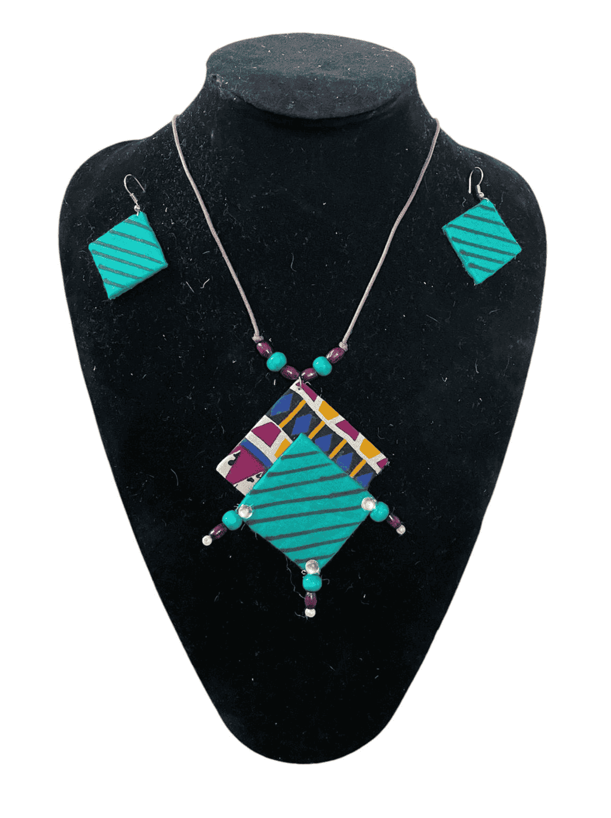 Diamond shape cloth necklace set - Women | E-Khadi