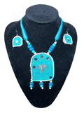 Blue Flower design Robot shaped necklace set
