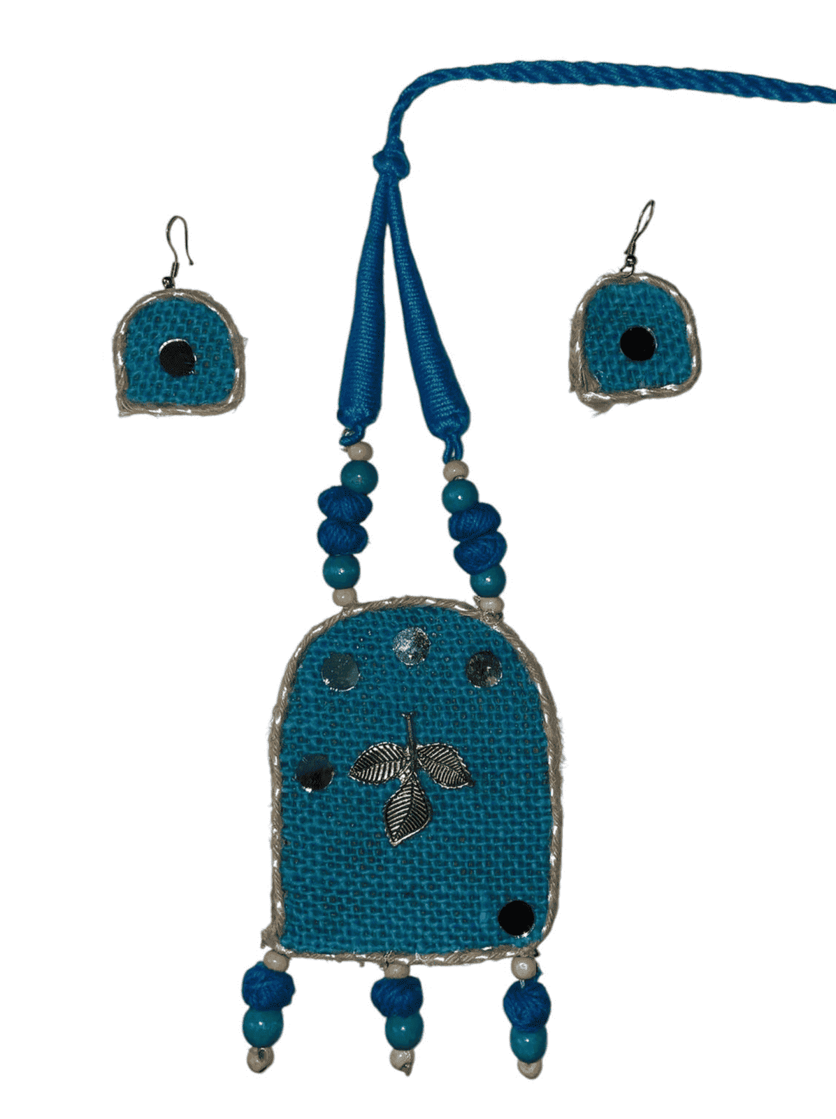 Blue Flower design Robot shaped necklace set
