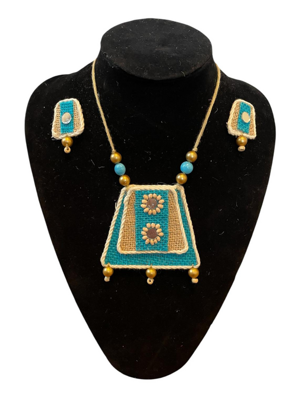 Blue mountain double dot design necklace set