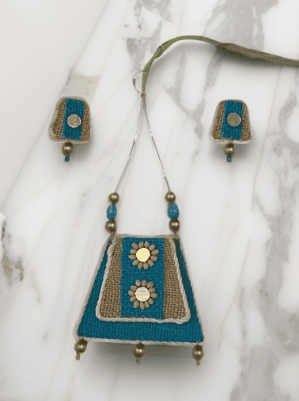 Blue mountain double dot design necklace set