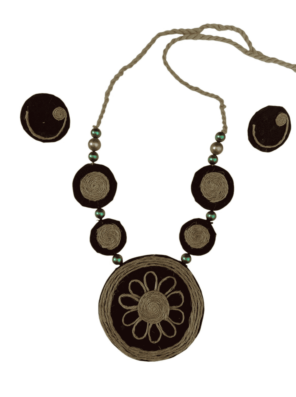 Brown round shape necklace set