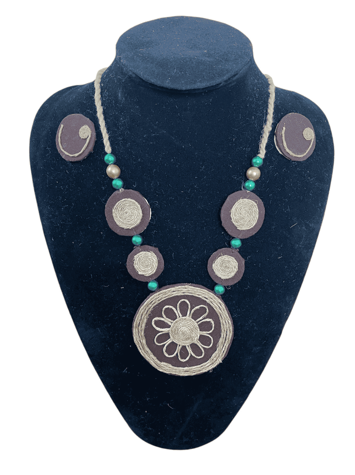 Brown round shape necklace set