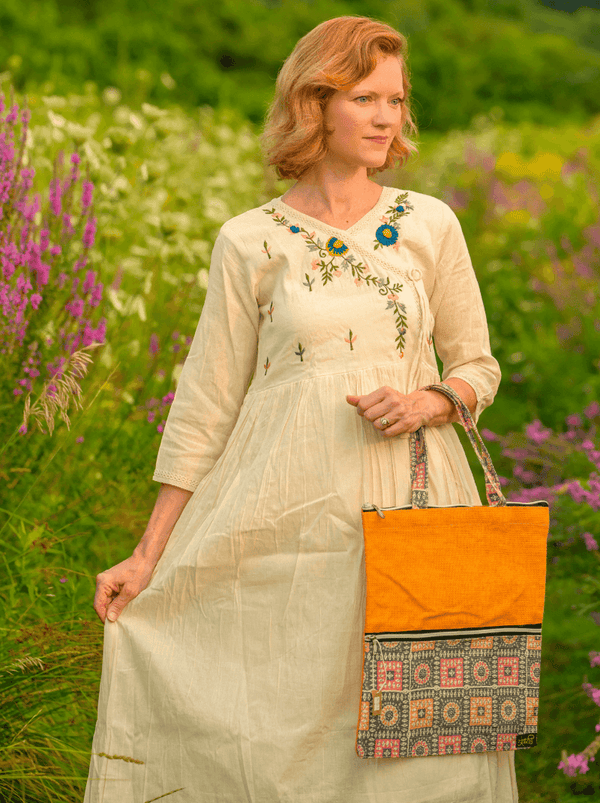 khadi cotton dress for women Boho Maxi Dress for Women | Ophelia Flowing Ethnic Cotton Dress