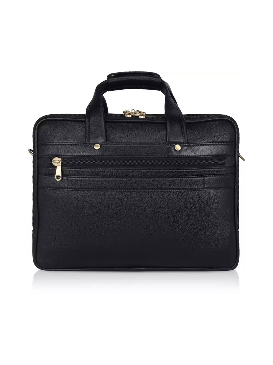 Elegant office-cum laptop leather bag -  Black