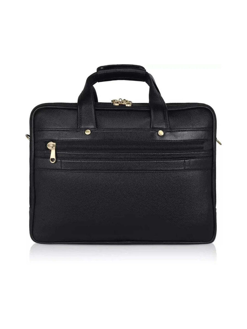 Elegant luxury office-cum laptop leather bag -  Black