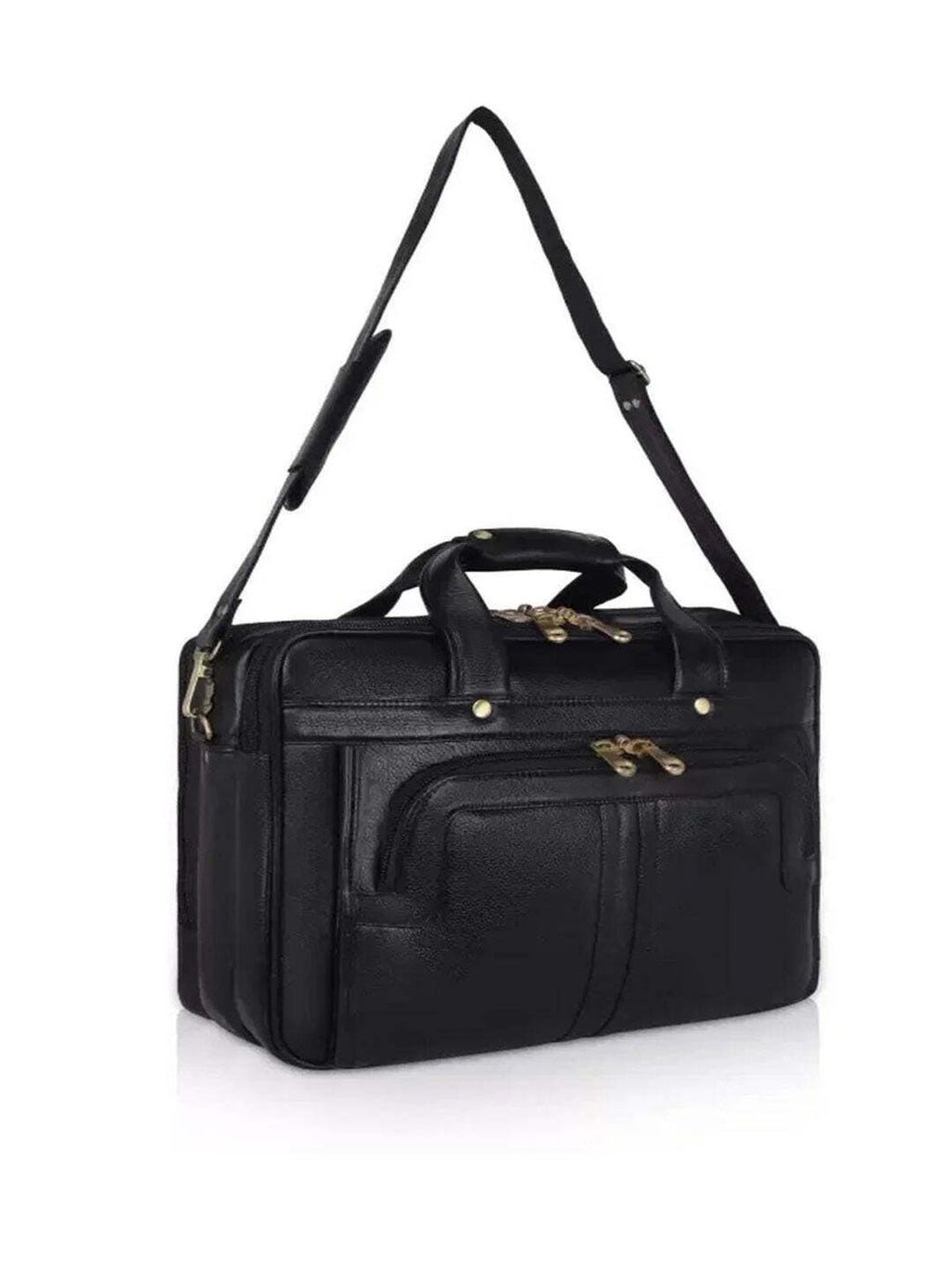 Elegant luxury office-cum laptop leather bag -  Black