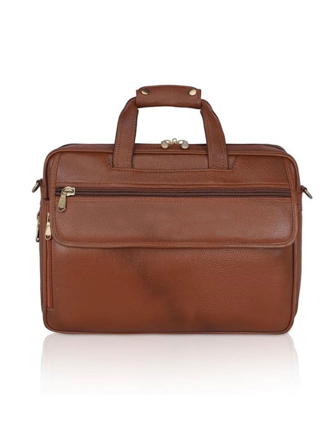 Elegant office-cum laptop leather bag - Tan