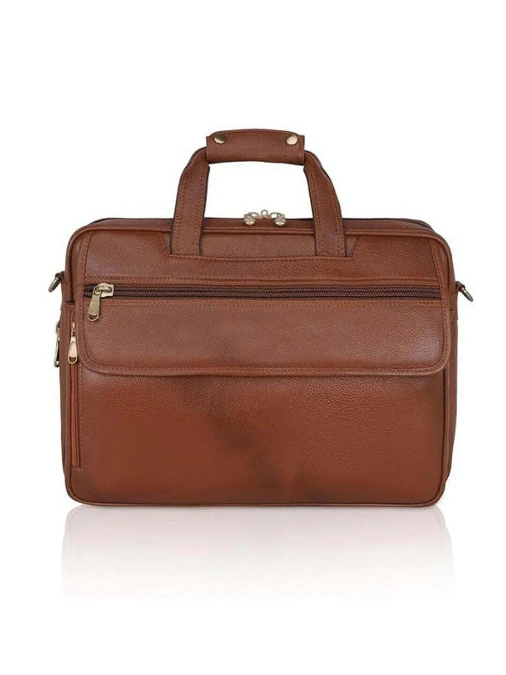 Elegant office-cum laptop leather bag - Tan
