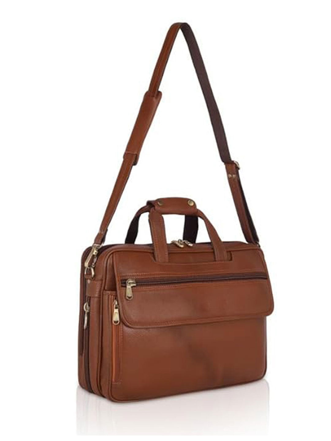 Elegant office-cum laptop leather bag - Tan