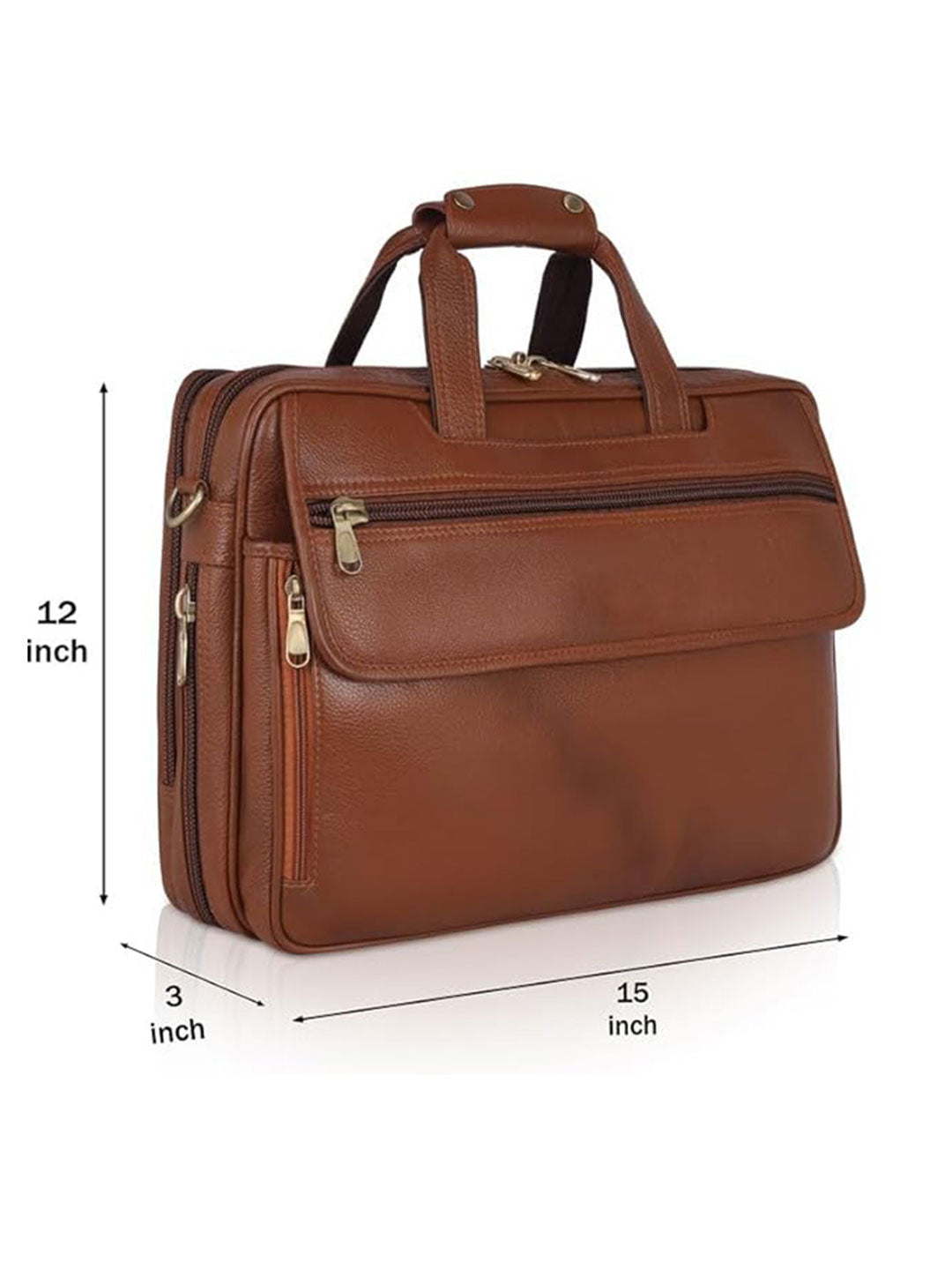 Elegant office-cum laptop leather bag - Tan