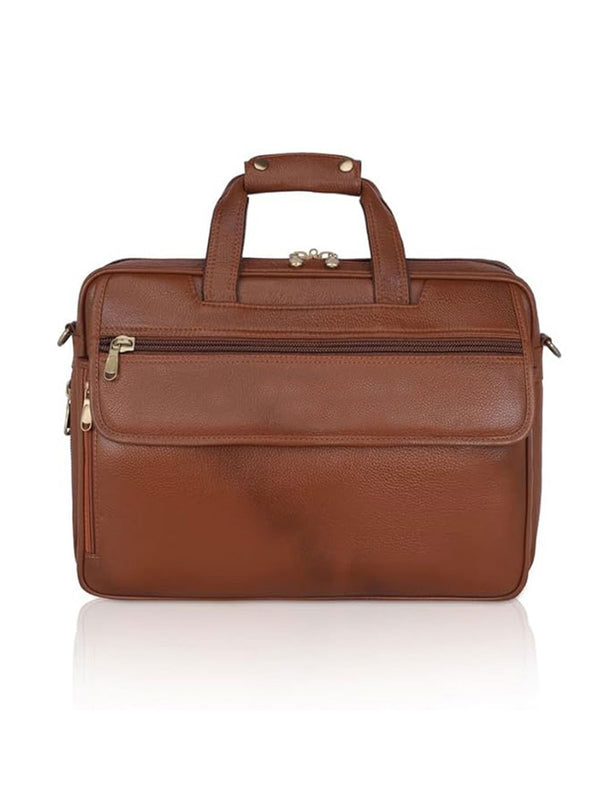 Elegant office-cum laptop leather bag - Tan TAN LEATHER LAPTOP BAG
