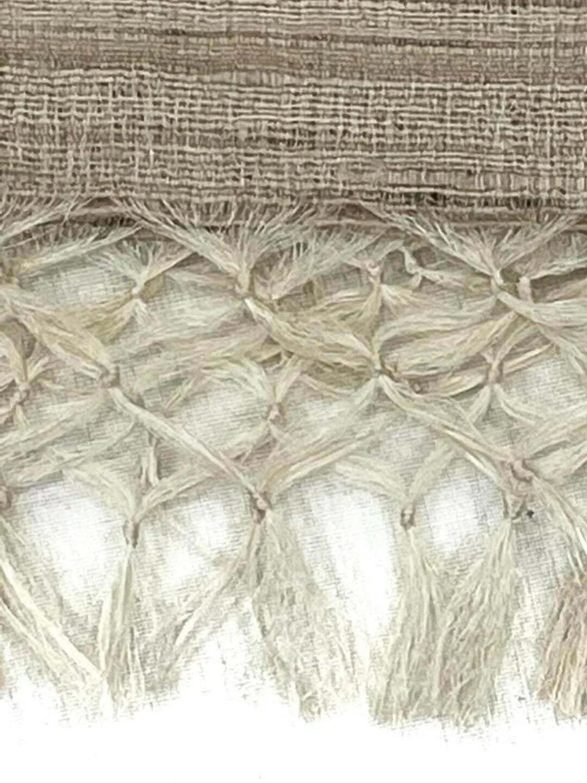 Close-up of woven textured material with a neutral color palette