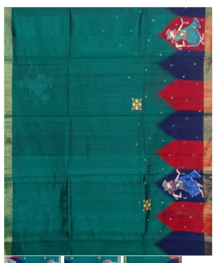 Handwoven tusser silk saree