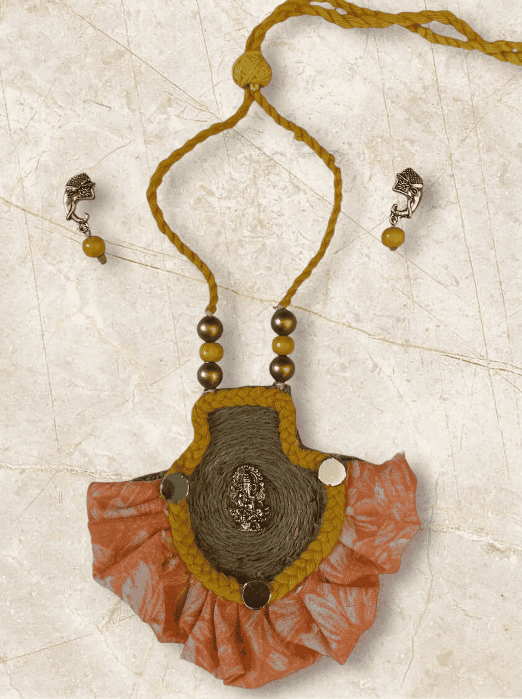 Half rounded Ganesha necklace set - Women | E-Khadi
