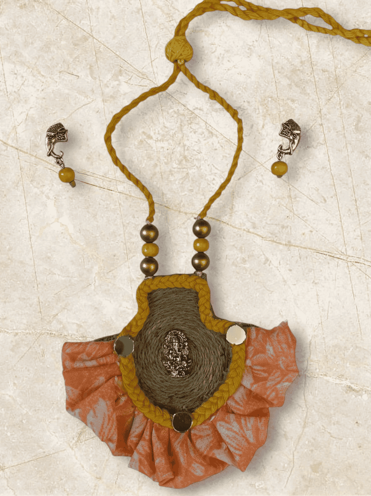Half rounded Ganesha necklace set - Women | E-Khadi