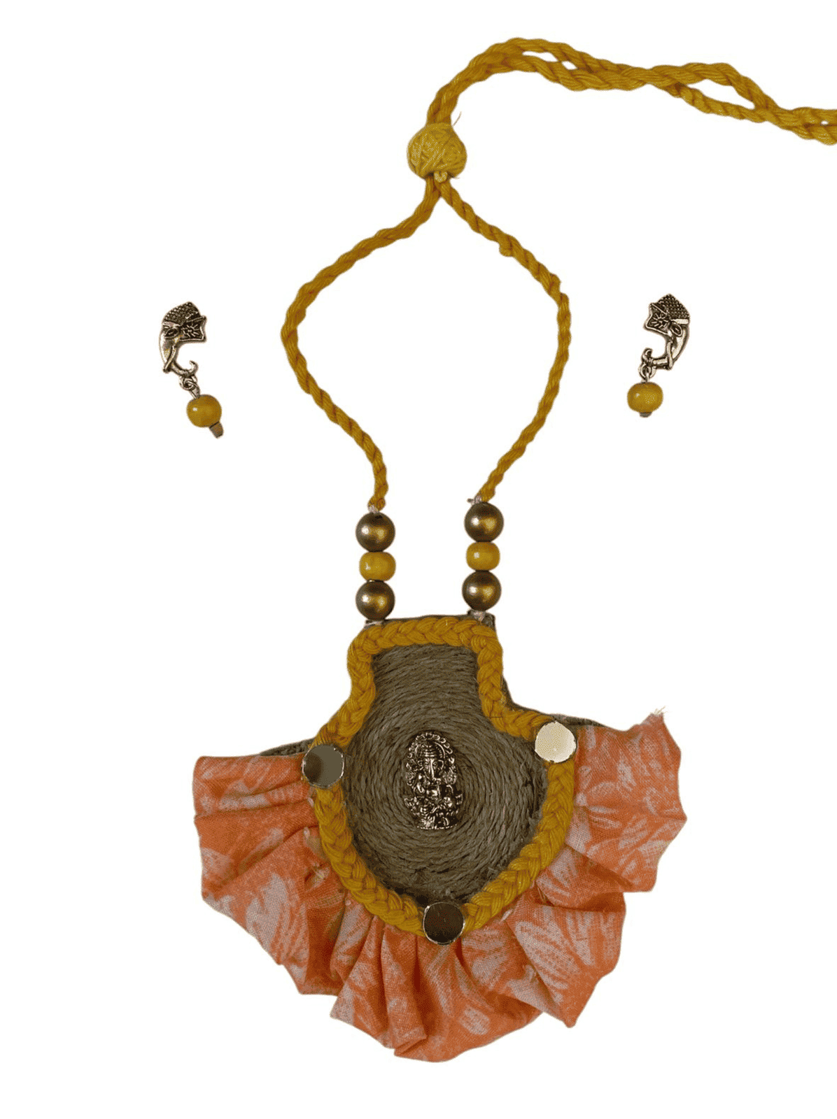 Half rounded Ganesha necklace set - Women | E-Khadi