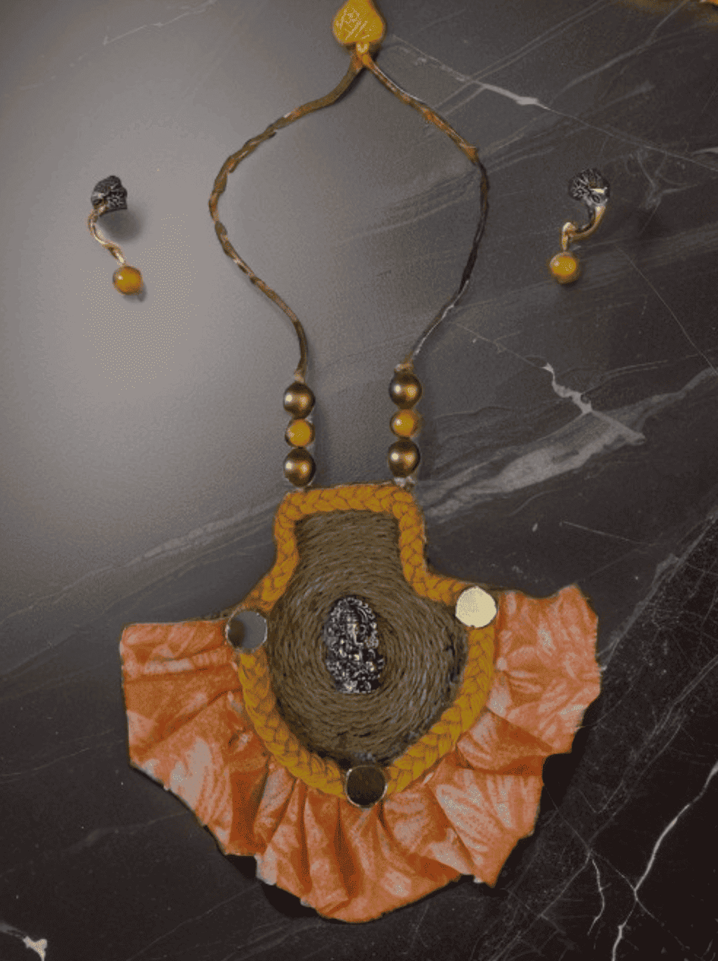 Half rounded Ganesha necklace set - Women | E-Khadi
