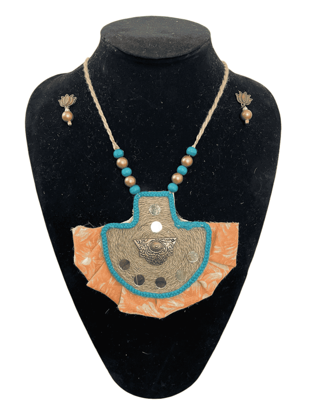 Half rounded Metal flower necklace set - Women | E-Khadi