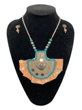 Half rounded Metal flower necklace set - Women | E-Khadi