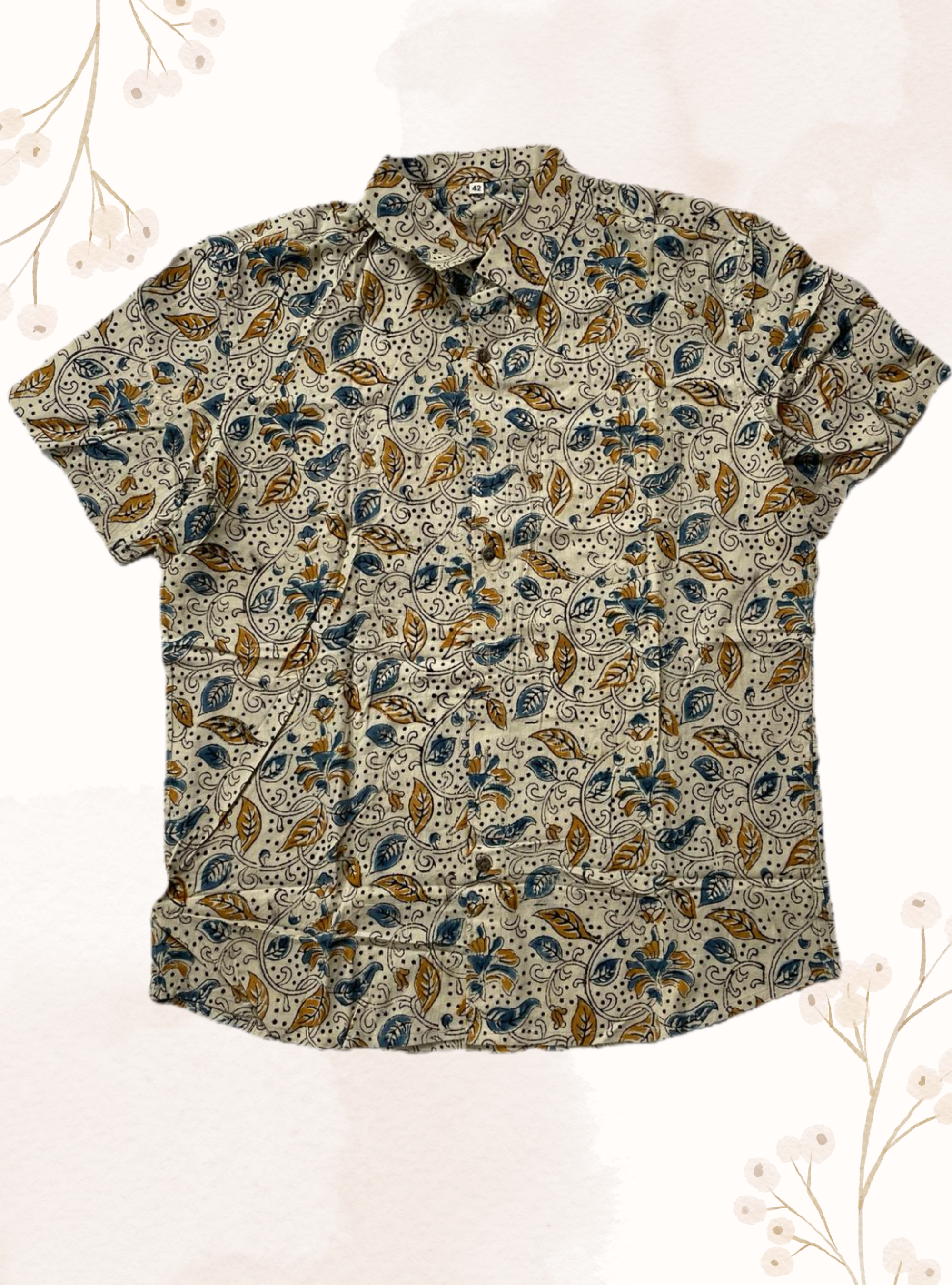 Handblock Printed Kalamkari Cotton Shirt