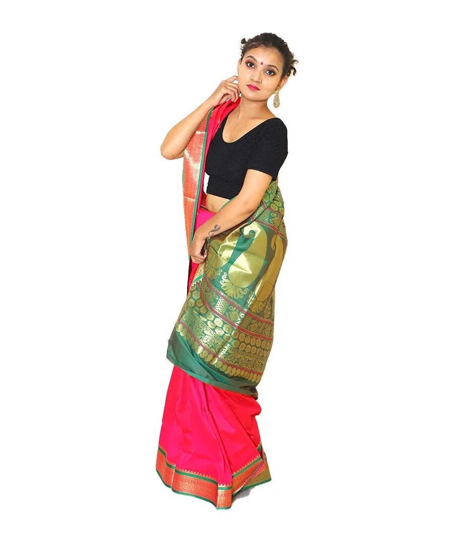 Handloom Kanjeevaram Silk Saree Pink