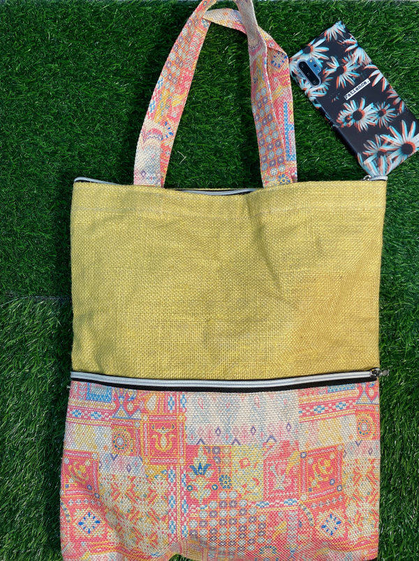 Eco-Conscious Yellow Handbag – Handmade Jute Bag
