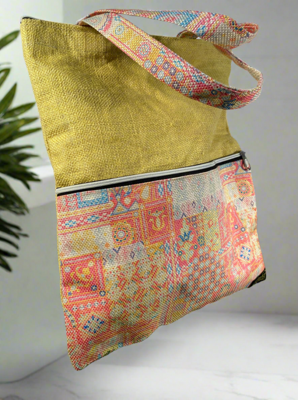 Eco-Conscious Yellow Handbag – Handmade Jute Bag