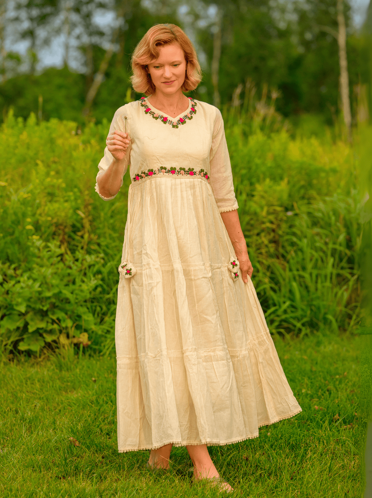khaadi maxi dress Boho Maxi Dress for Women | Ophelia Flowing Ethnic Cotton Dress
