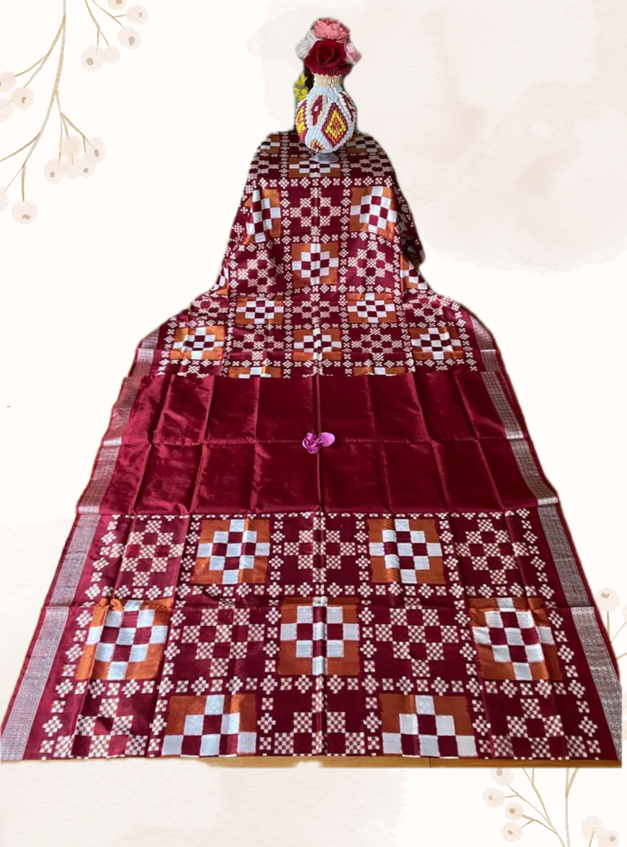 Handwoven Sambalpuri Pasapalli silk saree