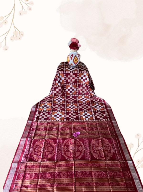 Handwoven Sambalpuri Pasapalli silk saree