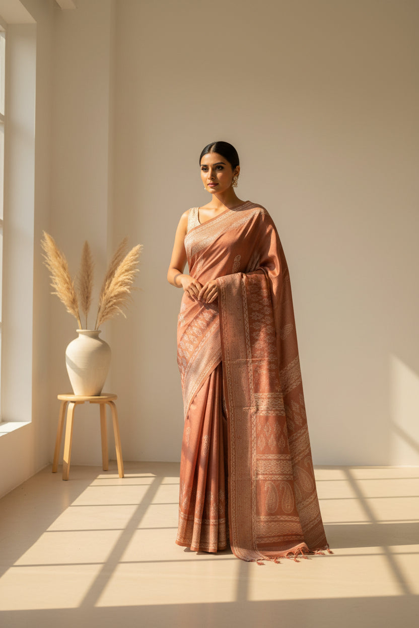 Handwoven Tussar silk saree