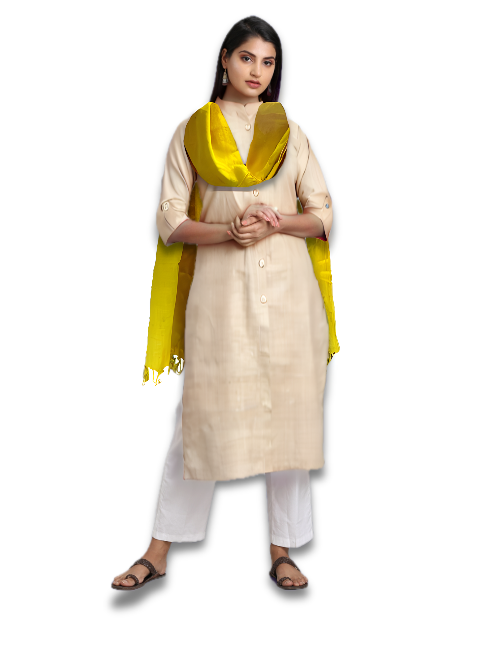 Handwoven Yellow Khadi Dupatta/Stole