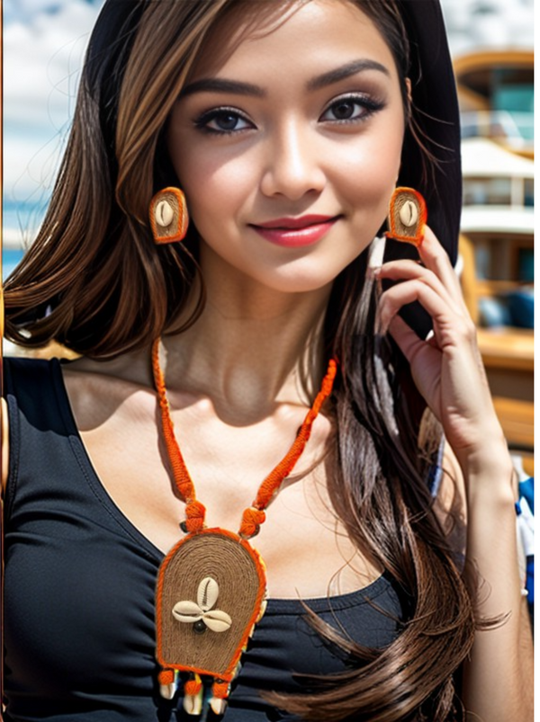 Kawri Orange Tassel Jewelry Set