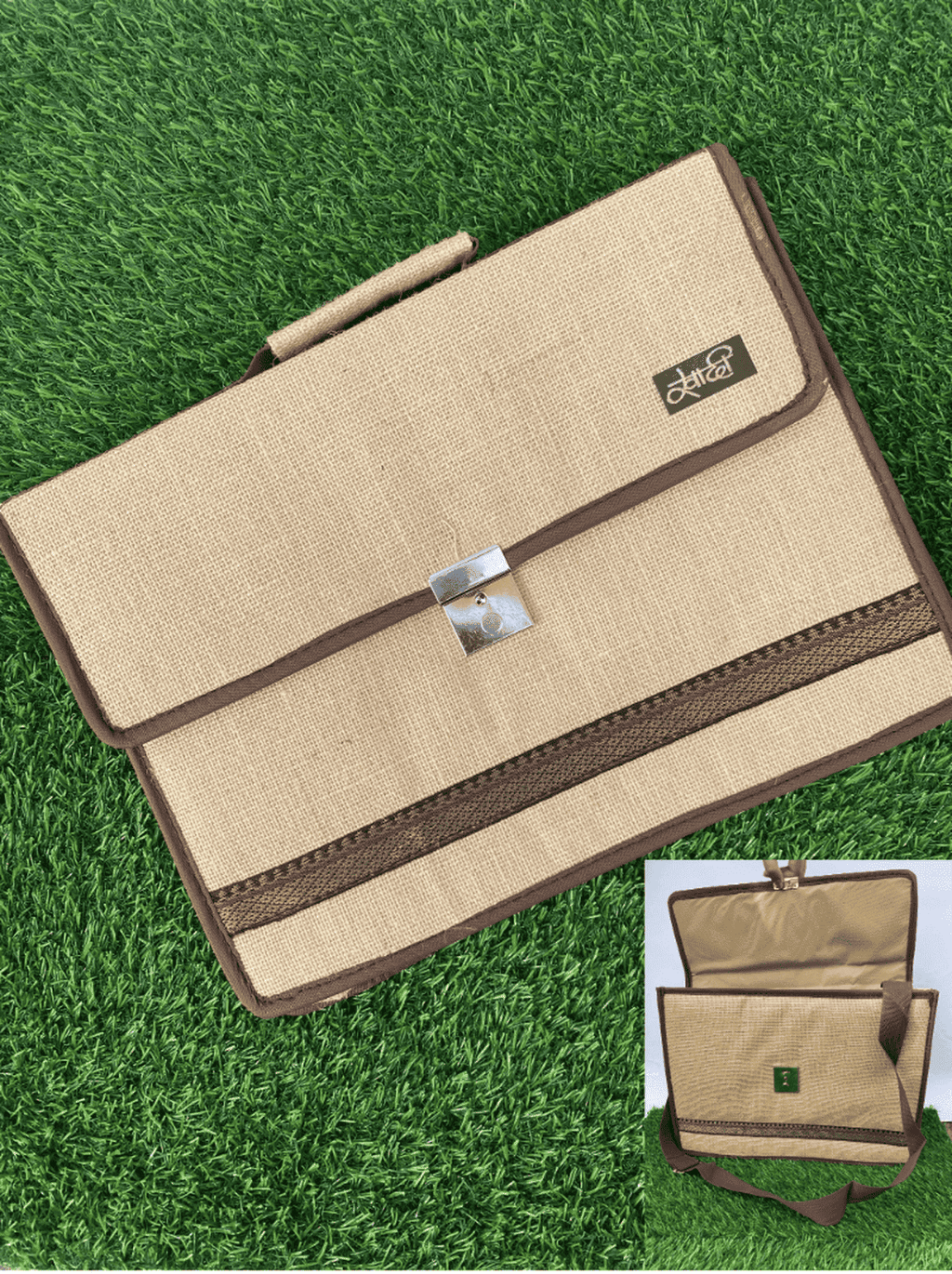 Jute Office Bag – Sustainable, Professional, and Stylish BEIGE JUTE LAPTOP BAG