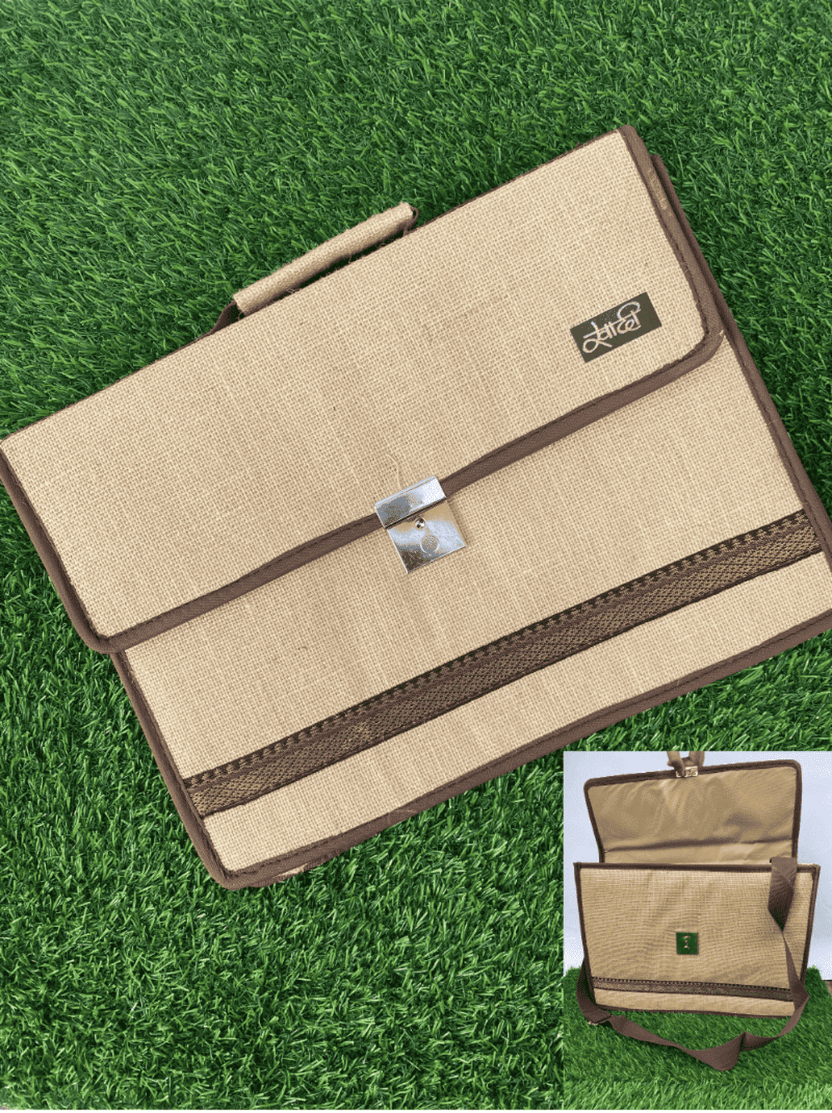 Jute Office Bag – Sustainable, Professional, and Stylish BEIGE JUTE LAPTOP BAG