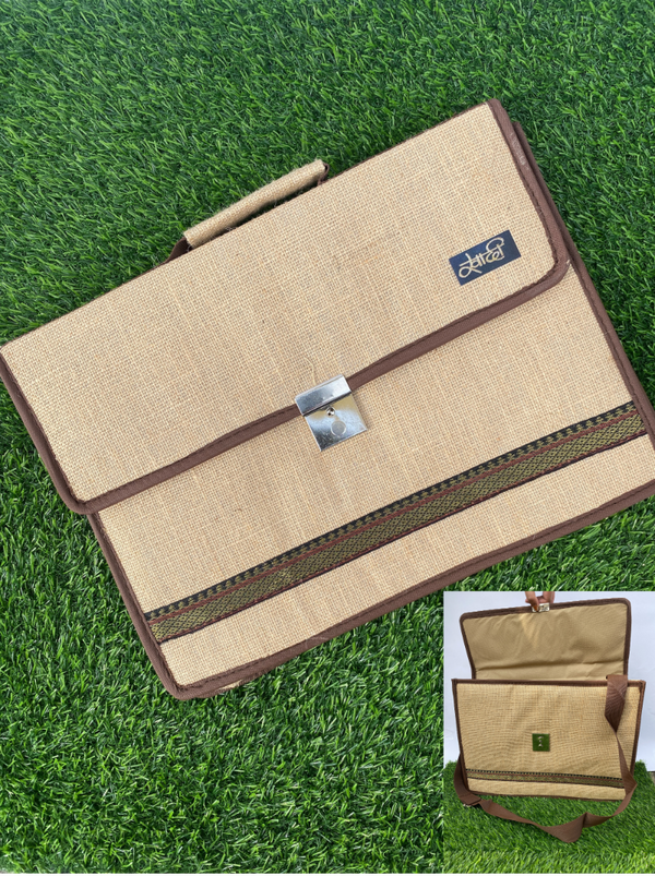 Jute Office Bag – Sustainable, Professional, and Stylish BEIGE JUTE LAPTOP BAG