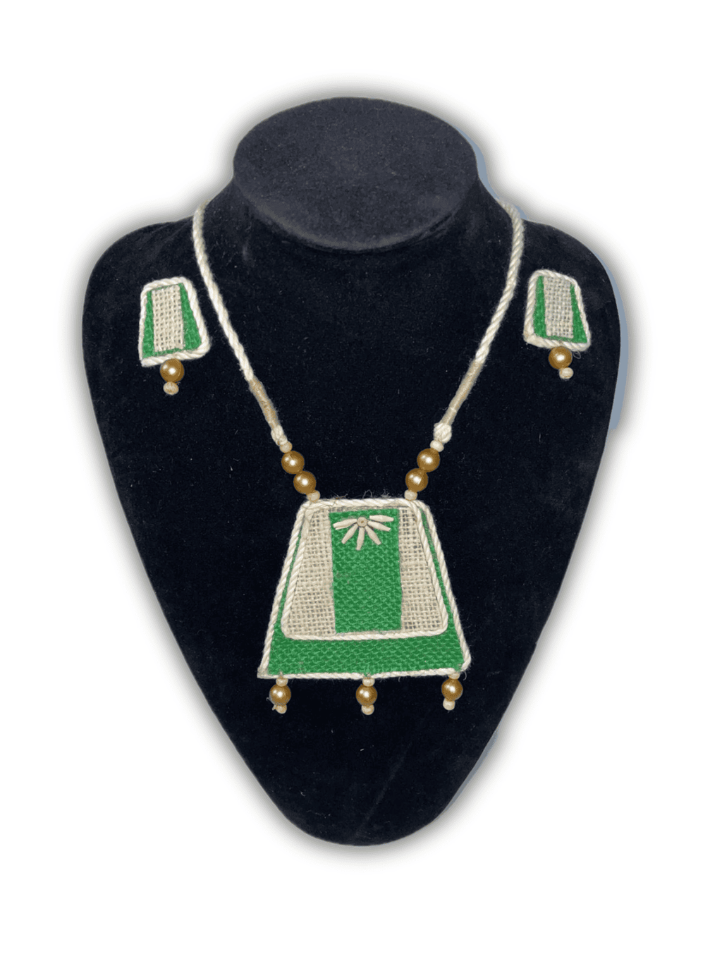 Mountain tassel jewelry set Green JUTE JEWELRY